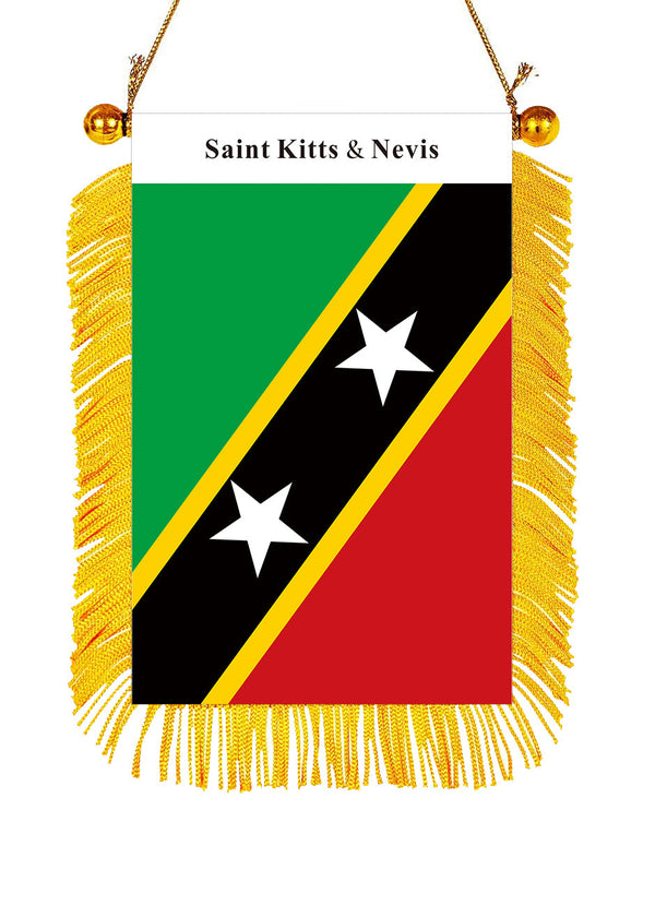 Saint Kitts & Nevis Rearview Mirror Flag - CaribeHeart Saint Kitts